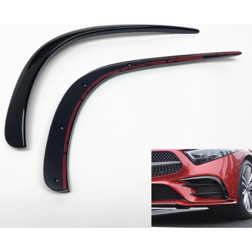 2pcs Black For Mercedes Benz CLS Class C257 2018 2019 Car Front Side Bumper Fender Fog Light Lamp Airvent Splitter Trim