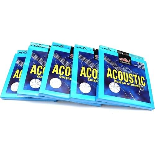 5sets Acoustic Guitar Strings of 6-String Stainless Steel Silver-Plated for Acoustic Guitar Strings(Alice A308-SL)