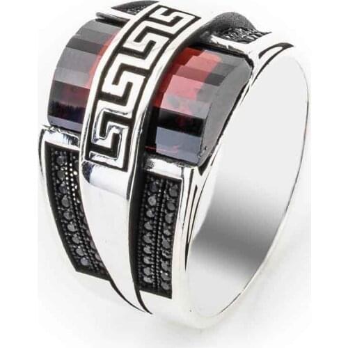 925 sterling Silver Curved Zircon Stone Mens Ring