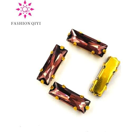 Free shipping 5X10/5X15mm Wine red glass sew on rhinestones gold bottom rectangle shape loose rhinestones DIY wedding decoration