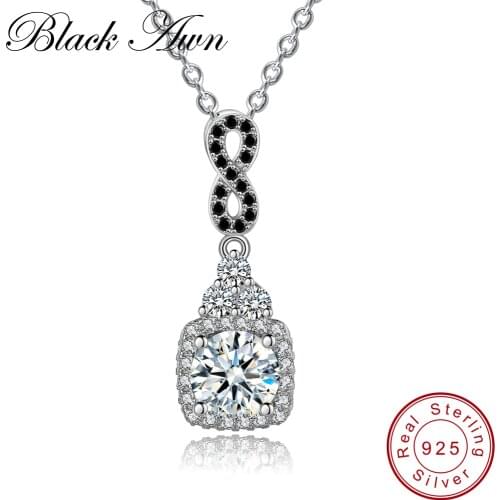 [BLACK AWN] Luxury 925 Sterling Silver Jewelry Trendy Womens Necklaces Pendants P152