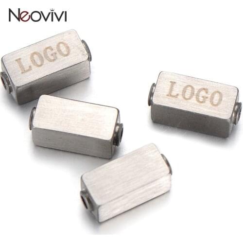 Neovivi Stainless Steel Beads Laser Engrave Logo Name Bead for Jewelry Making Bracelet Handmade Necklace Custom Spacer Findings