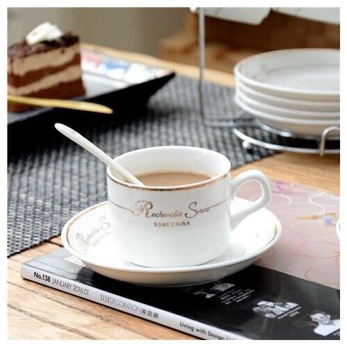 European ceramic cup coffee cup set set creative simple home bone porcelain coffee cup dish spoon shelf