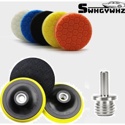 8pcs 3/4/5 inch Sponge Polishing Pad With Hook And Ring Drill Adapter For Car Polishing Machine