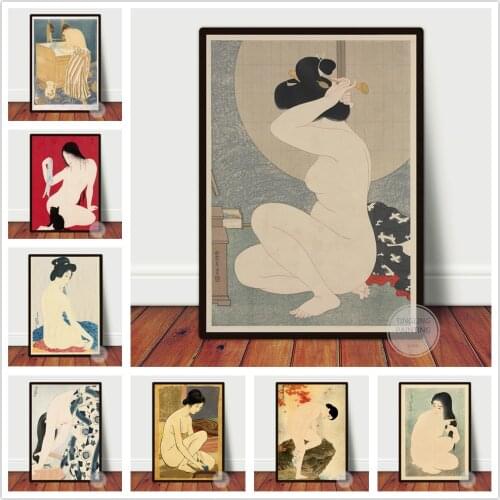 Art Painting of Japanese Woman with Naked Body Canvas Poster Wall Art Hotel Cafe Bar Dormitory Special Home Decoration
