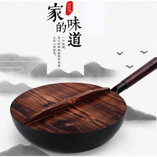 China Health Preservation Pot Household Uncoated Pure Handmade Stick Wok Gas Stove Special Cooking Pot