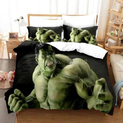 The Avengers Bedding Set Hulk Iron Man Single Queen King Size Comforter Bed Set Bedclothes Duvet Cover Children Boys Teen Gift