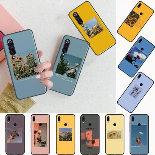 Beautiful yellow sunflower aesthetics Bling Cute Phone Case For Xiaomi Redmi Note 4 4x 5 6 7 8 pro S2 PLUS 6A PRO