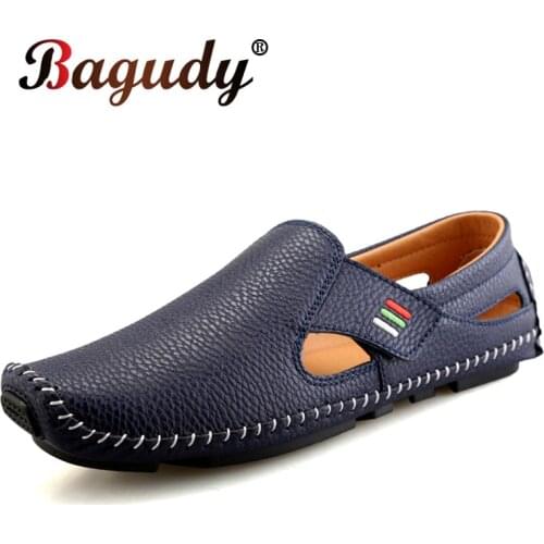 Summer Causal Shoes Mens Loafers Comfortable Leather Moccasins Mens Non-slip Driving Shoes High Quality Flats for Man Big Size