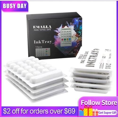Tattoo Ink Tray 10 Sheets Tattoo Ink Tray Caps Pigment Tray Holder Ink Tray Tattoo Ink Palet for Makeup Microblading Tattoo