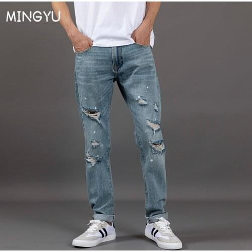 Рваные джинсы для мужчин MINGYU China At AliExpress