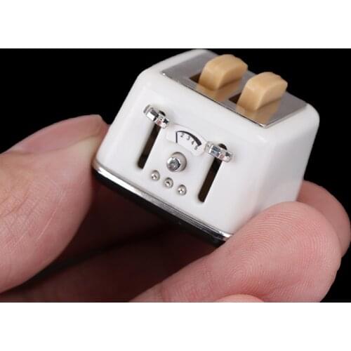 1/12 Scale Miniature Cute Decorations Toaster Dollhouse Mini Accessories Dollhouse Bread Machine With Toast