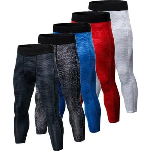 Men Compression Pants Running Cropped Trousers Sport Basketball Tight Leggings