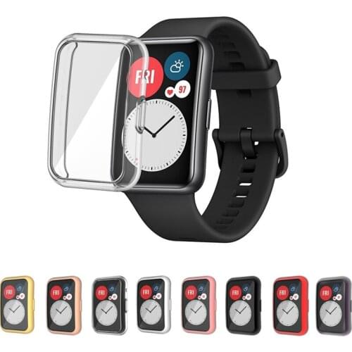 TPU Soft Protective Cover For Huawei Watch Fit Case Full Screen Protector Shell Bumper Plated Cases For Huawei Smart Watch Fit