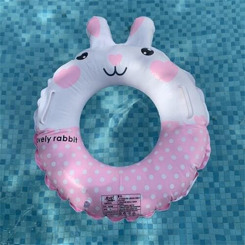 Inflatable Swimming Float Ring With Handle Summer Swim Pool Accessories Circle kawaii Cartoons Rabbit Beach Parties Kids Toys