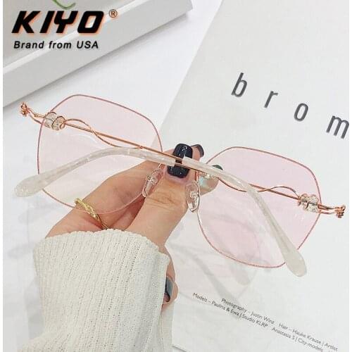 KIYO Brand 2020 New WomenFashion Anti Blue Light Optical Frame Metal Eyeglasses Frames Polygonal Spectacles Glasses 2875