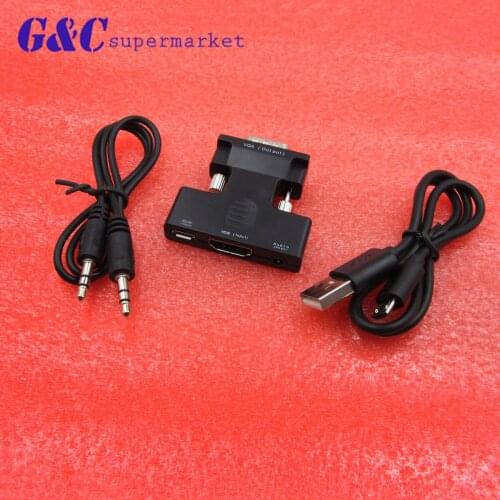 New HDMI Female to VGA Male Converter+Audio Adapter Cable 1080P Signal Output diy electronics
