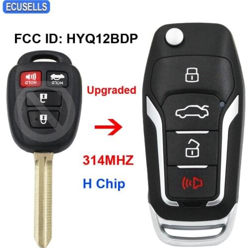 Upgraded Flip Remote Car Key 314Mhz H Chip for Toyota Rav4 2015-2016 Tacoma 2016 2017 Scion xB 2013-2015 FCC ID: HYQ12BDP