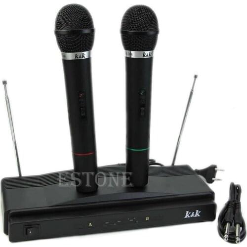 OOTDTY New 2017 arrival Professional Wireless Microphone System Dual Handheld 2 x Mic Cordless Receiver Hot Sale