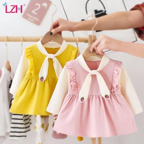 LZH Autumn Baby Clothes Newborn Princess Dress For Kids Clothes Girls 0-3 Year Dresses For Babies 2021 Long Sleeve Toddler Dress