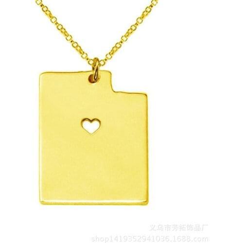 Euramerican style cross border Map of Utah USA State Stainless steel necklace