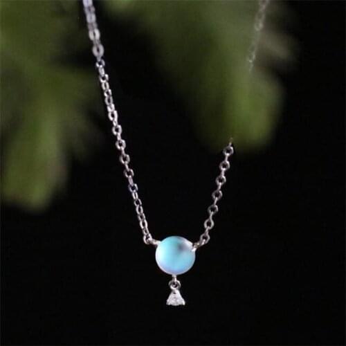 Season Gate 925 Sterling Silver Chain Moonstone firefly Waterdrop Personality Fashion Necklace for women SN069