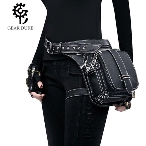 TopFight Punk Retro Waist Bag for Women PU Leather Outdoor One-shoulder Messenger Bags Belt Girl Casual Chest Pack Female Purse