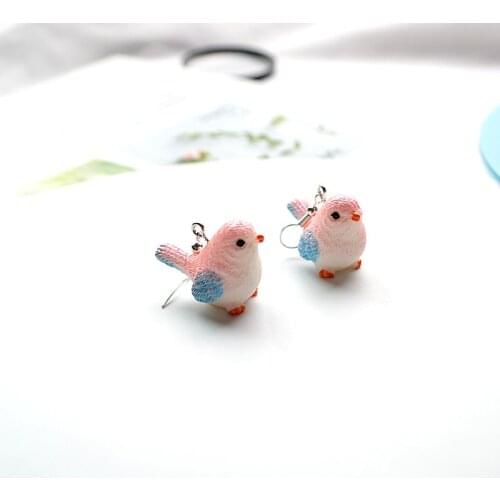 1Pair Drop Earring Resin 3D Magpie Creative For Women Birthday gift New Fashion Sweet Earrings Wholesale Jewelry