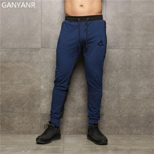 GANYANR Running Pants Men Training Sports Leggings Jogging Fitness Gym Elastic Sportswear Workout Football Sweatpants quick dry