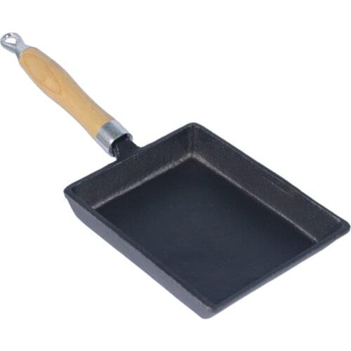 Duolvqi Japanese Cast Iron Omelette Pan Non-stick Frying Pan Fry Egg Pan Pancake Pot Cookware 13x18cm