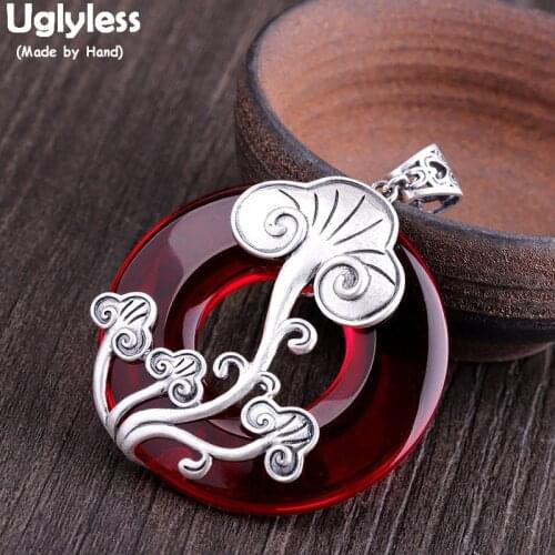 Uglyless Like a Mushroom Pendants Women Exotic Garnet Necklaces NO Chains Thai Silver 925 Silver Bijoux Chalcedony Jewelry P876