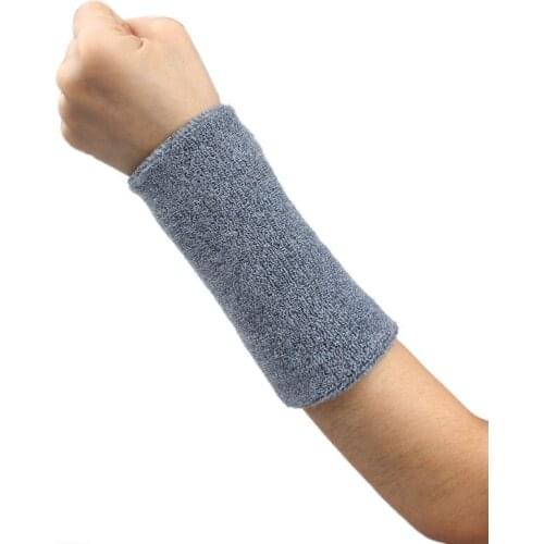 2020 Unisex Wristband Men Women Solid Color Cotton Long Sweatband Wrist Pads Arm Band Basketball Tennis Gym Yoga Black #YJ