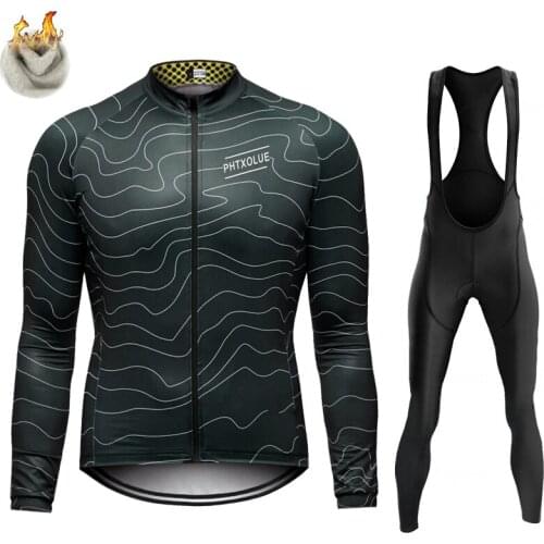 Cycling Set Men Winter Thermal Fleece Cycling Jersey Set Mountain Bike Clothes Wear Bicycle MTB Cycling Clothing Suit Kits
