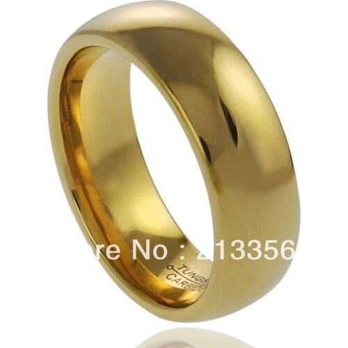 Free Shipping Buy Cheap Price Discount Jewel USA HOT Selling 8MM Men&Womens New Golden Classic Dome Tungsten Wedding Rings