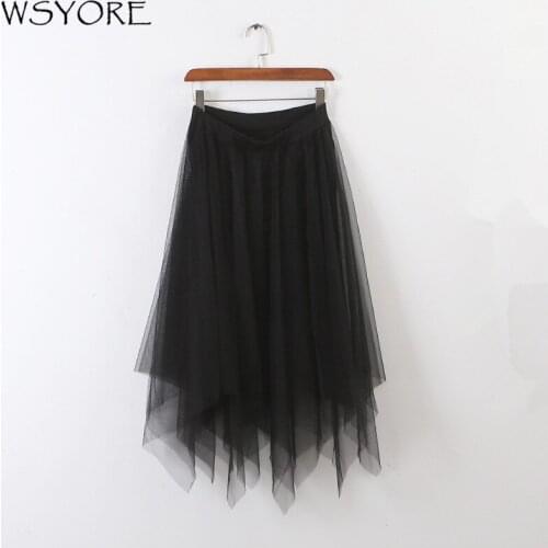 WSYORE Summer Women Fashion High Waist Mesh Skirt Ball Gown Double-deck Tulle Skirt Female Sweet Pleated Skirts NS170