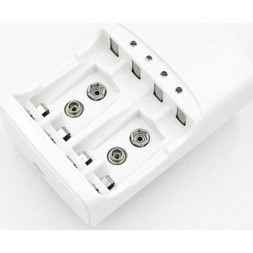 SOONHUA 4 Slot Foldable Intelligent Multi Battery Charger For AA AAA 9V Sizes US EU Overpower Protection Plug With LED Indicator