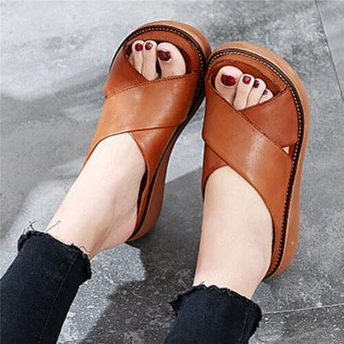 Slippers Women Summer Open Toe Wedges Slippers Beach Walk Shoes Casual Women Fish Mouth Platform Slope Sandals