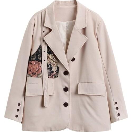 2021 Women Fashion Office Wear Single Button Blazer Coat Vintage Long Sleeve Jacquard Female Outerwear Chic Top Suits Jacket