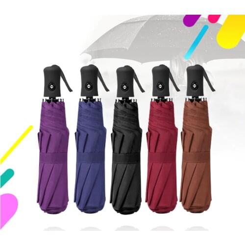 5 colors Folding Umbrella Rain 0.96 Meters Business men and women Semi-automatic Umbrellas Windproof Male Parasol Dark