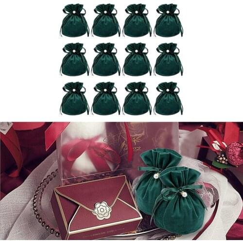 12Pcs 10x12cm Velvet Bag Drawstrings Pouches Small Size Jewelry Gift Display Packing Bags