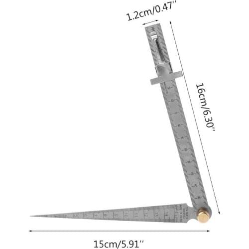 2in1 Metric Taper Welding Feeler Gauge Gage Depth Ruler Hole Stainless Steel H7ED