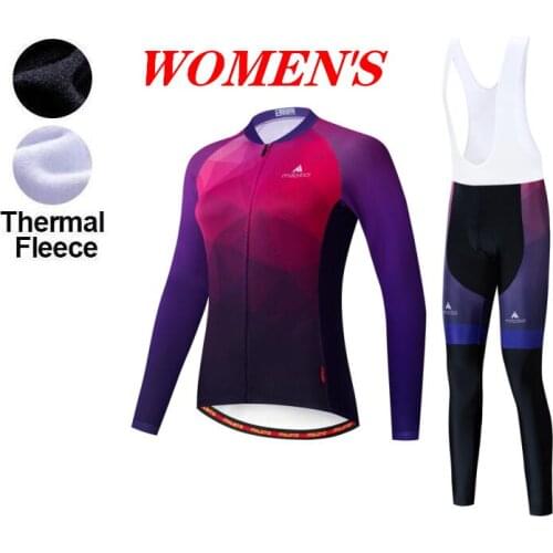 2021 Womens Miloto Ropa Ciclismo Invierno Winter Cycling Jersey Thermal Fleece Long Sleeve Cycling Clothing Set Bike Wear