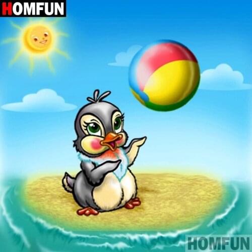 HOMFUN 5D DIY Diamond Painting Full Square/Round Drill "Cartoon penguin" 3D Embroidery Cross Stitch gift Home A08565