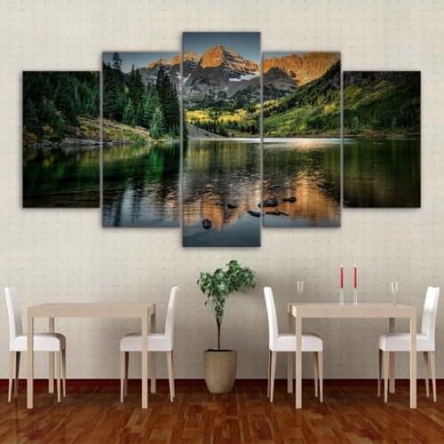 DIY Diamond Paintings 5 Pcs Mountains Lake Wall Art Cross Stitch Pictures Canvas 5d Embroidery Mosaic Handmade Home Decor Gift