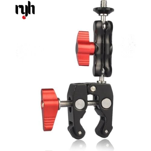 Aluminum Magic Arm Dual 1/4" Ball Head Mount Handlebar Super Clamp for Hotshoe Monitor Tripod Rig for Canon Nikon DSLR Camera