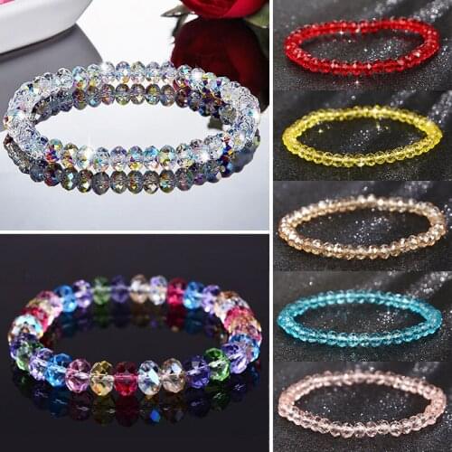 Colorful Beads Strand Bracelets Women Fashion Crystal Bracelet Elasticity Rope Shiny Stone Crystal Bracelet Lady Wrist Jewelry