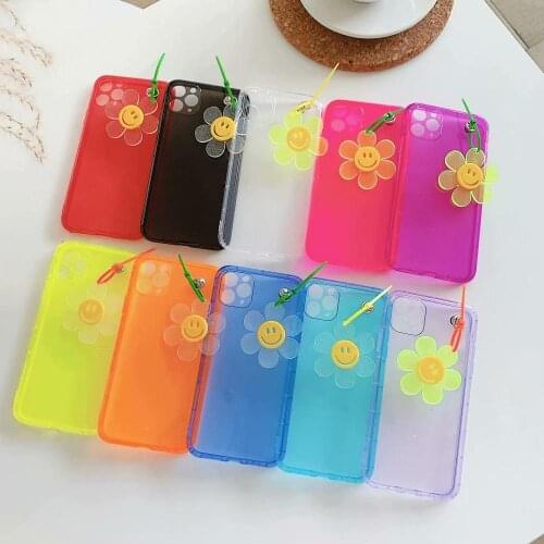 10pcs/lot Korea Floral Pendant Candy Phone Case For iPhone11 XSMAX 78PLUS SE2020 XR Cover Skinny Shell Body Capa Protection