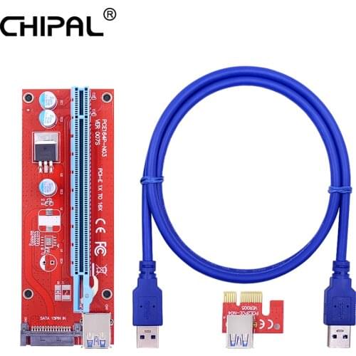 CHIPAL VER007S PCI-E Riser Card Extender PCI Express Adapter 100CM 60CM USB 3.0 Cable 007S 15Pin SATA Power for Graphics Card