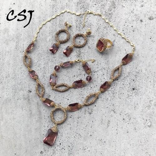 CSJ Big Stone Zultanite Jewelry Sets Gemstone Color Change Fine Jewelry for Women Wedding Engagment Party Gift Box