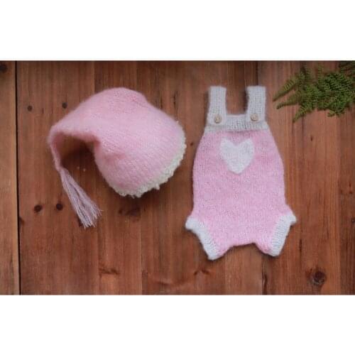 Baby Sleeper Hat KnitNewborn Girl Bonnet and Romper Set Baby Clothes Pink Newborn Baby Overalls Outfit Infant Jumpersuits Props